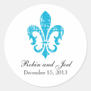 Bruiloft gunst Sticker   New Orleans   turkoois