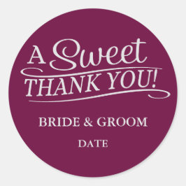 BRUILOFT GUNST STICKER Sweet Dank je.