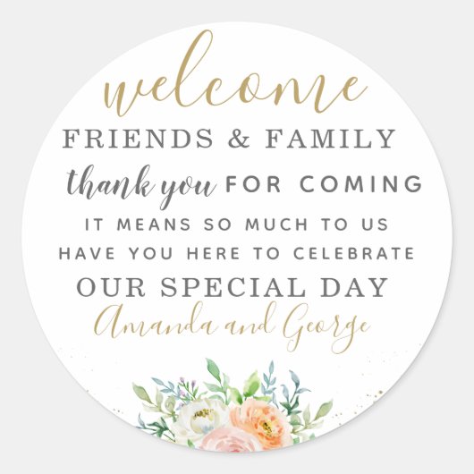 Bruiloft gunst stickers gepersonaliseerd dank u (Voorkant)