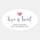 Bruiloft gunst Stickers liefde is zoet (Voorkant)