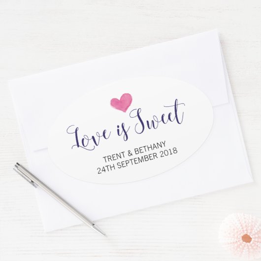 Bruiloft gunst Stickers liefde is zoet (Envelop)