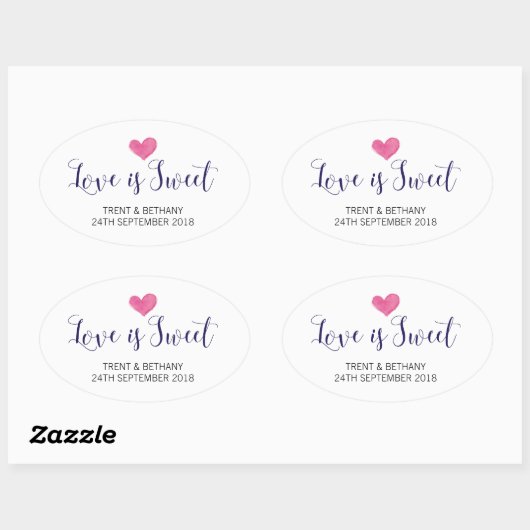 Bruiloft gunst Stickers liefde is zoet (Vel)