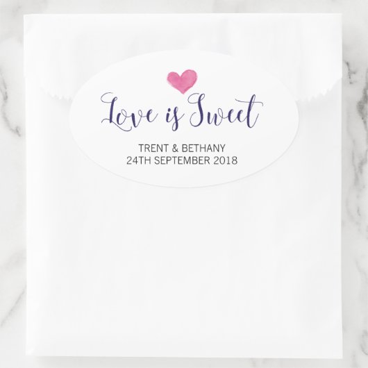 Bruiloft gunst Stickers liefde is zoet (Tas)