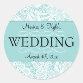 Bruiloft gunst stickers met kanten accenten