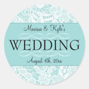 Bruiloft gunst stickers met kanten accenten