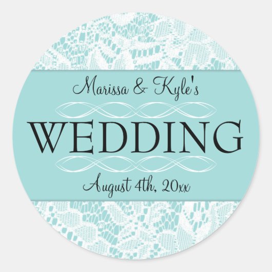 Bruiloft gunst stickers met kanten accenten (Voorkant)