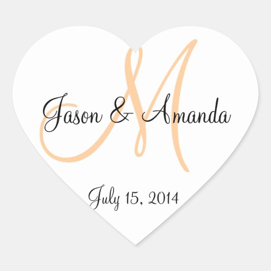 Bruiloft gunst Stickers met Monogram en Namen (Voorkant)