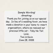 Bruiloft gunst (voorbeeld) Kaart (Achterkant)