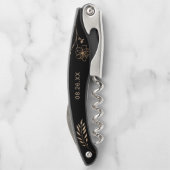 Bruiloft gunst - zwart & goud minimalistische Kurk Kurkentrekker (Achterkant)