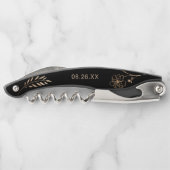 Bruiloft gunst - zwart & goud minimalistische Kurk Kurkentrekker (Achterkant)