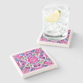 Bruiloft gunsten Roze blauw Mexicaans Talavera teg Stenen Onderzetter (Zijkant)