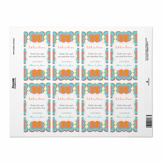 Bruiloft gunsten zaad pakket labels laten liefde g (Full Sheet)