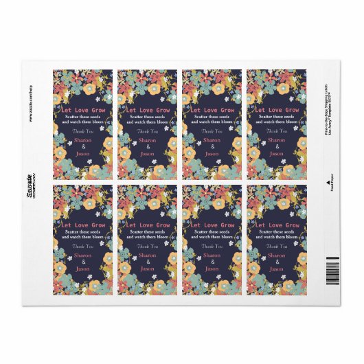 Bruiloft gunsten zaad pakket labels laten liefde g (Full Sheet)