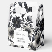 Bruiloft gunsten zwart en wit bloemen bedankdoosjes (Geopend)
