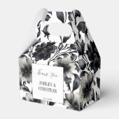 Bruiloft gunsten zwart en wit bloemen bedankdoosjes (Voorkant Zijde)