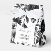 Bruiloft gunsten zwart en wit bloemen bedankdoosjes (Voorkant Zijde)