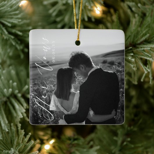 Bruiloft Haar Geloften Foto Keepsake Keramisch Ornament (Boom)