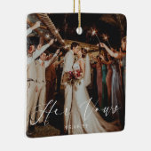 Bruiloft Haar Geloften Foto Keepsake Keramisch Ornament (Rechts)