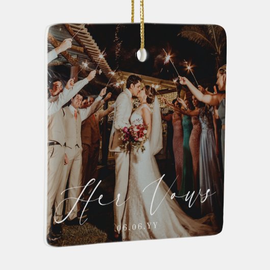 Bruiloft Haar Geloften Foto Keepsake Keramisch Ornament (Rechts)