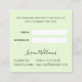 Bruiloft Haar Stylist Lime Groen Wavy Hair Bloemen Afsprakenkaartje (Achterkant)