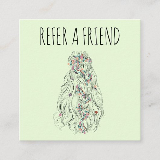 Bruiloft Haar Stylist Lime Groen Wavy Hair Bloemen Afsprakenkaartje (Voorkant)