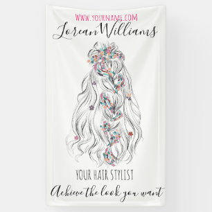 Bruiloft Haar Stylist Zwart Wit Wavy Hair Floral Spandoek