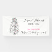 Bruiloft Haar Stylist Zwart Wit Wavy Hair Floral Spandoek (Horizontaal)