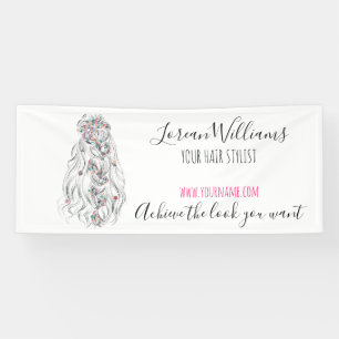 Bruiloft Haar Stylist Zwart Wit Wavy Hair Floral Spandoek