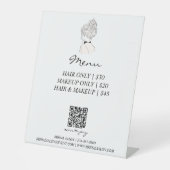 Bruiloft Haarsalon Menu QR Code Betaling Reclamebord Met Voetstuk (Voorkant)