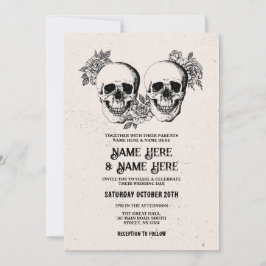 Bruiloft Halloween Gothic Skull  Invite Kaart