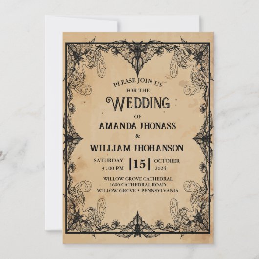 bruiloft Halloween  horror Gotisch Lijst cool Kaart (Voorkant)