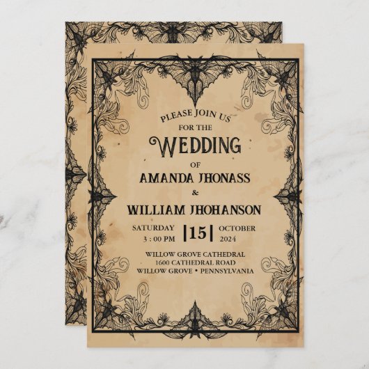 bruiloft Halloween  horror Gotisch Lijst cool Kaart (Voorkant / Achterkant)