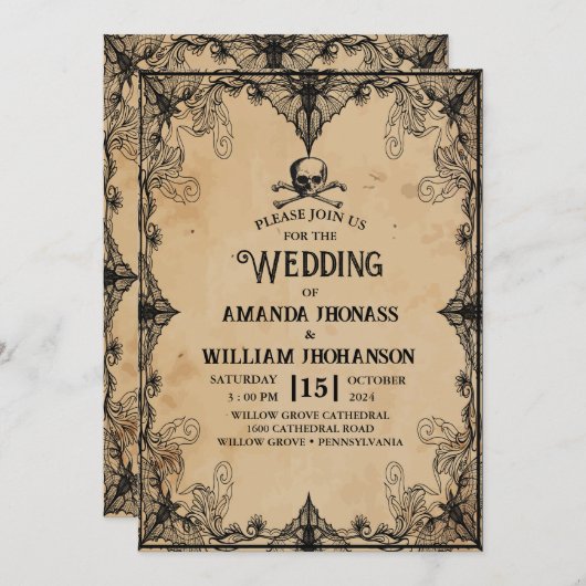 bruiloft Halloween  horror Gotisch Lijst plezier Kaart (Voorkant / Achterkant)