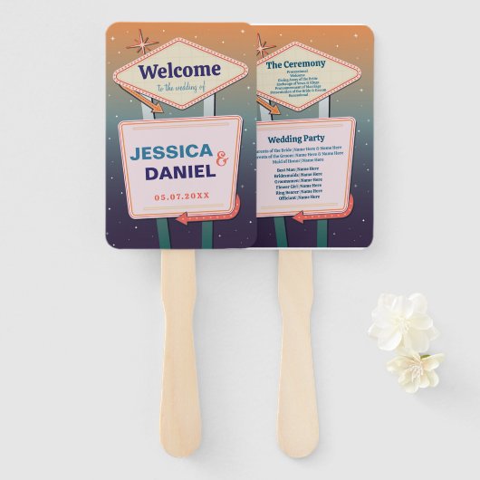 Bruiloft Hand Fan Las Vegas Programma Casino Handwaaier (Voorkant en achterkant)