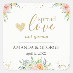 Bruiloft Hand Sanitizer labels bloemen en goud