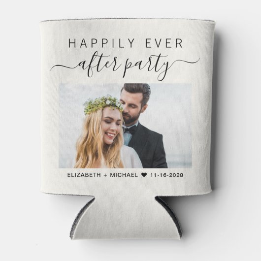 Bruiloft Happily Ever After Feest Foto Crème Blikjeskoeler (Voorkant)