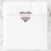 Bruiloft Hart Damast Zwart en Wit Rood A10 Sticker (Tas)