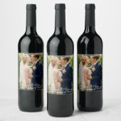 Bruiloft hart foto dank u sprankelende wijn & etiket (Flessen)