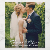 Bruiloft hart foto dank u sprankelende wijn & etiket (Enkel label)