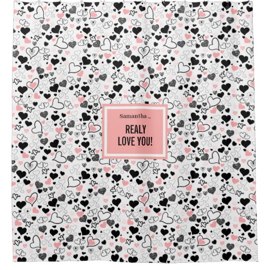 Bruiloft Hart Schets Beste Liefde Geschenk Douchem Douchegordijn (Voorkant)