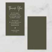 Bruiloft hartelijk dank, Olive Sage Green Informatiekaartje (Voorkant / Achterkant)