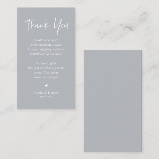 Bruiloft hartelijk dank, Pastel Chill Grey Informatiekaartje (Voorkant / Achterkant)