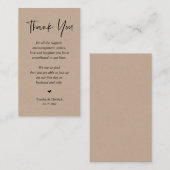 Bruiloft hartelijk dank, Rustieke Brown Kraft Informatiekaartje (Voorkant / Achterkant)
