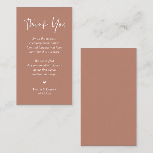 Bruiloft hartelijk dank, Terracotta Earthy Informatiekaartje (Voorkant / Achterkant)