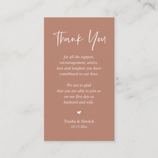 Bruiloft hartelijk dank, Terracotta Earthy Informatiekaartje (Voorkant)