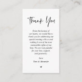 Bruiloft hartelijk dank, zwart en wit informatiekaartje (Voorkant)