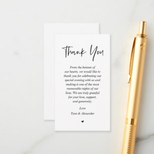 Bruiloft hartelijk dank, zwart en wit informatiekaartje