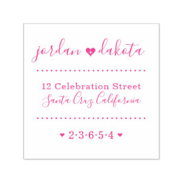 Bruiloft harten aangepaste namen script retour adr  zelfinktende stempel