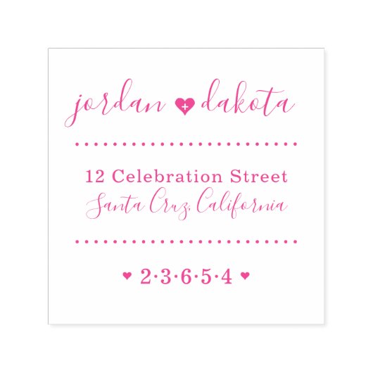 Bruiloft harten aangepaste namen script retour adr zelfinktende stempel (Design)