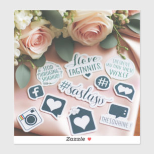Bruiloft hashtag stickers om gasten aan te moedige